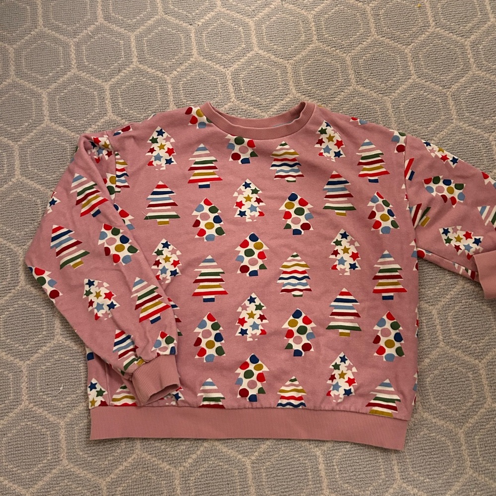 Mini Boden Pink Festive Tree Sweatshirt